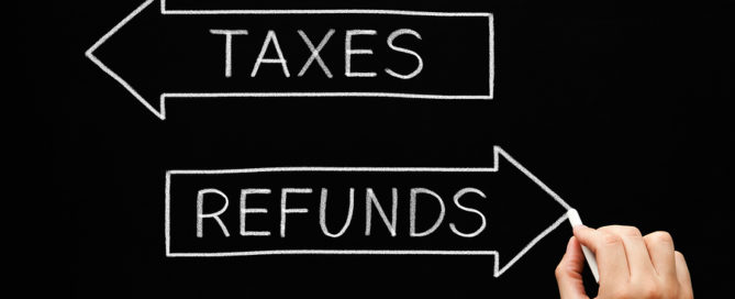 Taxes Refunds Arrows Concept Blackboard