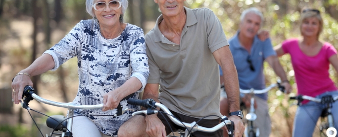 active adult community 4 people on bicycles