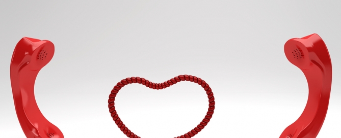 Long Distance caregiving concept with red phones