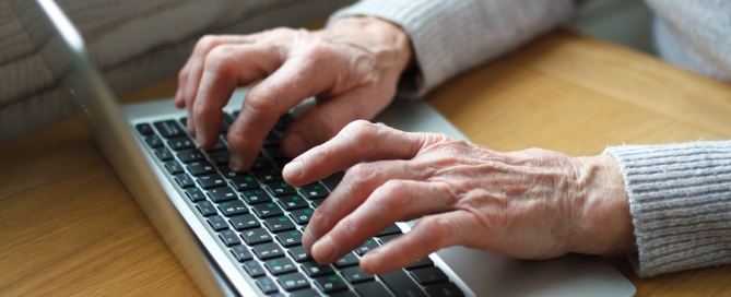 Perspectives on the Future of CCRCs Mature female hands typing text on keyboard