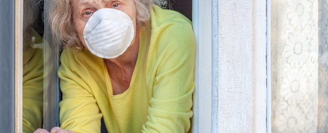 Elderly Woman Breathes Fresh Air Through The Window aging in place