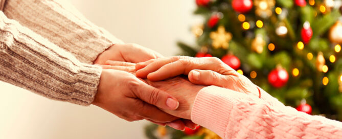 Elderly Woman Celebrating Christmas At Home Decorated Holiday Providing Emotional Support to Older Adults During the Holidays