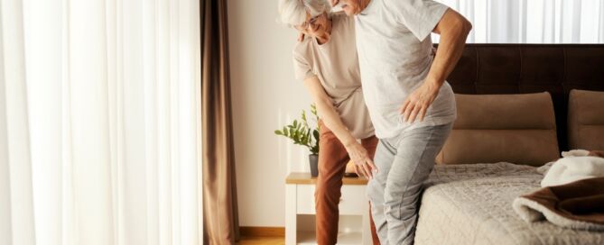 Full,Length,Shot,Of,Senior,Woman,Helping,Senior,Man, stand transfer; ADLs activities of daily living